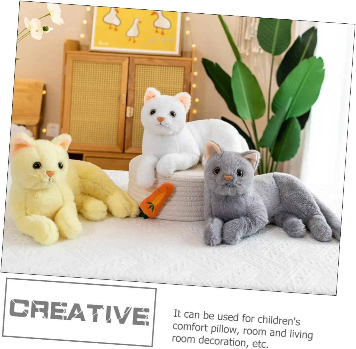 Realistic Cat Stuffed Animals Plush Toy Pillow Soft Plush Huggable Cat Soft Kitten Doll Kids Cute Plush Cat Plaything Home Decor
