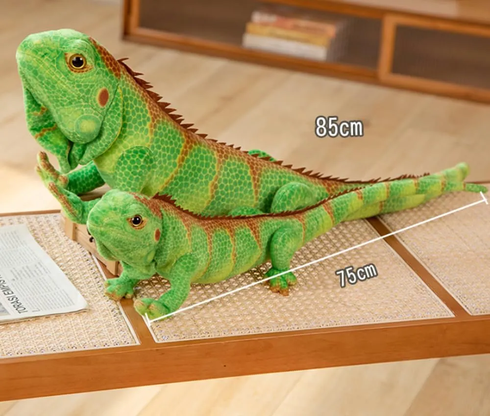 Realistic Green Lizard Stuffed Animal Toys, Chameleon Dolls, Reptile Soft Toys Maned Lizards, Wildlife Gifts for Kids (26.5 inches)
