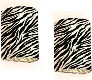 Rechargeable Sconces Set of Two Zebra seamless Black white zebra stripes zoo fabric animal skin Adjustable Brightness Fabric Wall Lamps Wireless Lights Fixtures for Bedroom Living Room Hallway