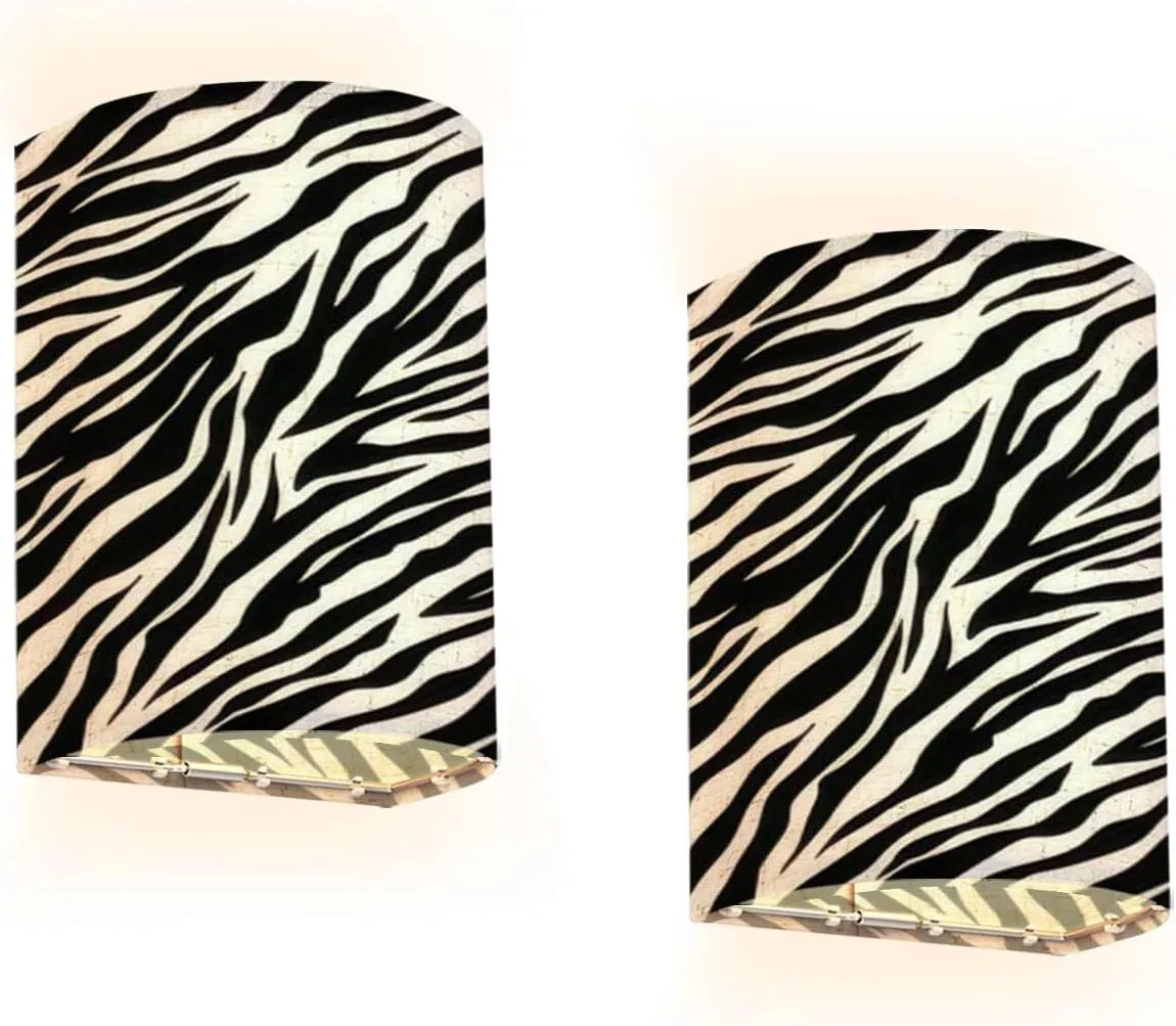 Rechargeable Sconces Set of Two Zebra seamless Black white zebra stripes zoo fabric animal skin Adjustable Brightness Fabric Wall Lamps Wireless Lights Fixtures for Bedroom Living Room Hallway