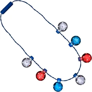 Red White Blue Firework Flashing Disco Balls Light Up Necklace (Party Set of 12)