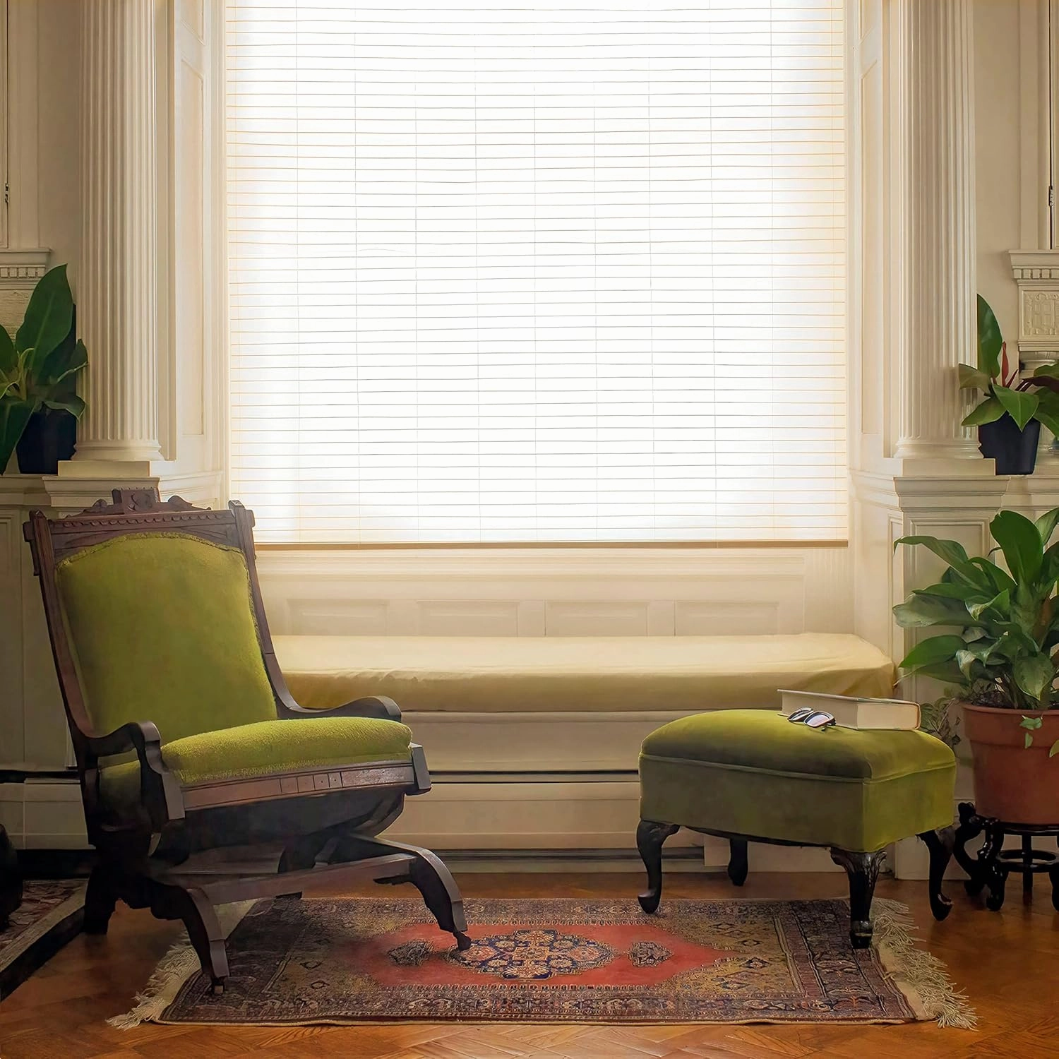 Red Lantern Rice Paper Cordless Window Shade Blinds - White - 36" Wide
