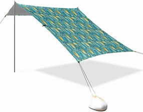 Retro Aloes Stable Beach Tent UPF50  Waterproof Large Sun Shade with Sturdy Poles, Sandbags and Shovel for Camping Trips, Fishing, Backyard Fun or Picnics