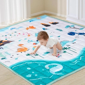 Reversible Baby Play Mat for Floor, 50"x50" Playpen Mats for Infants and Toddlers, Portable Travel Baby Mat, Safe & Non-Toxic Tummy Time Mat, Non-Slip Cushioned Crawling Playmat for Playtime