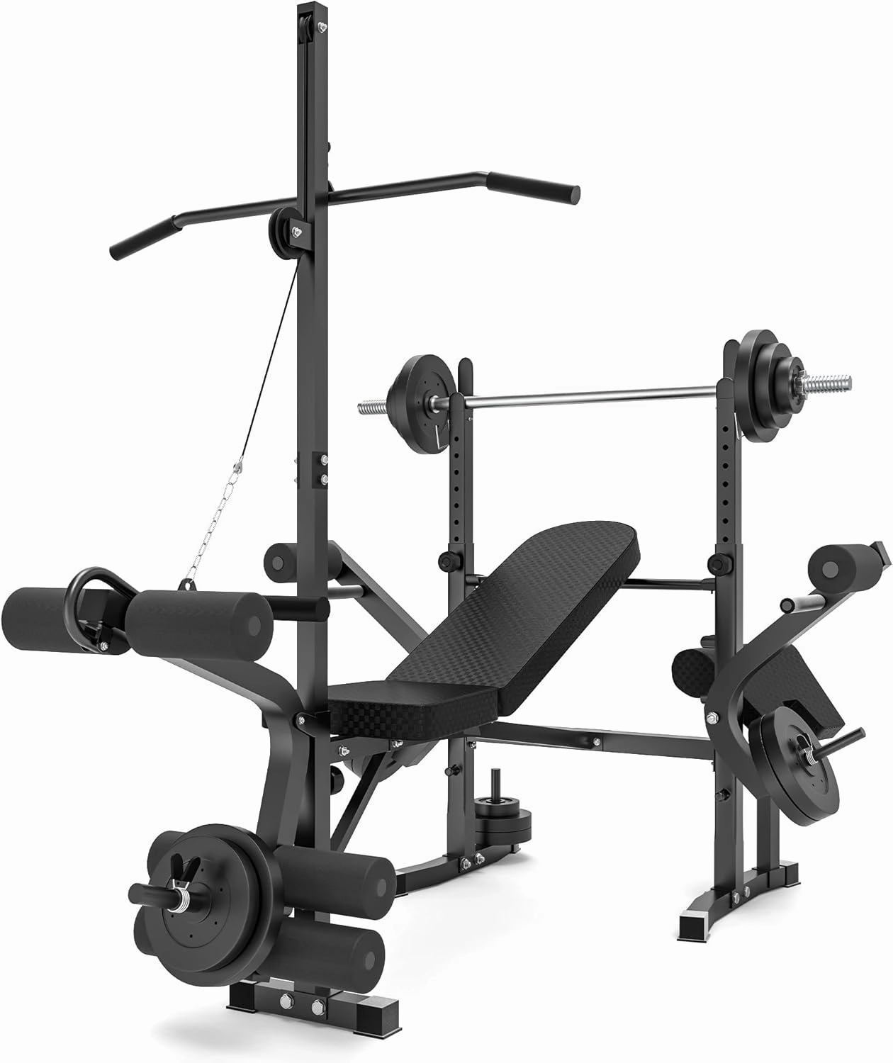 Rigel 600lbs 6 in 1 Adjustable Olympic Weight Bench Set with Leg Extension and Leg Curl Multi-Function Bench Press Set for Full Body Workout