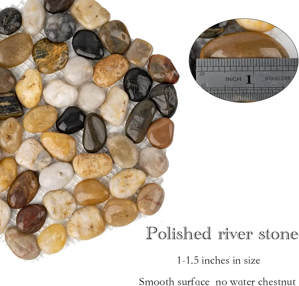 River Rocks Stepping Stones Pavers Outdoor for Garden Walkway, Pebbles Polished Gravel for Yard Lawn Patio Pathway Landscaping, Set of 6 (Hexagon)