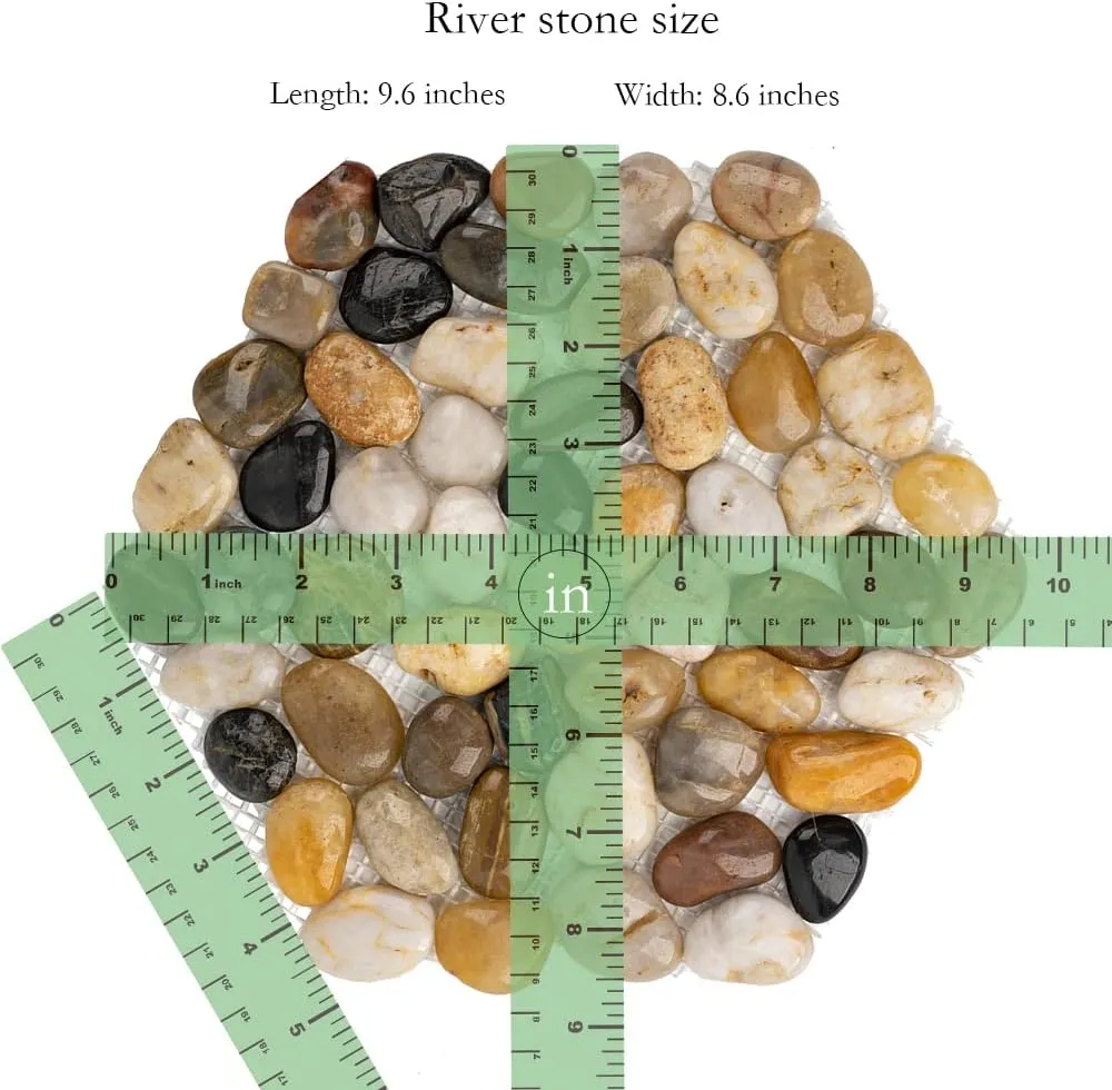 River Rocks Stepping Stones Pavers Outdoor for Garden Walkway, Pebbles Polished Gravel for Yard Lawn Patio Pathway Landscaping, Set of 6 (Hexagon)