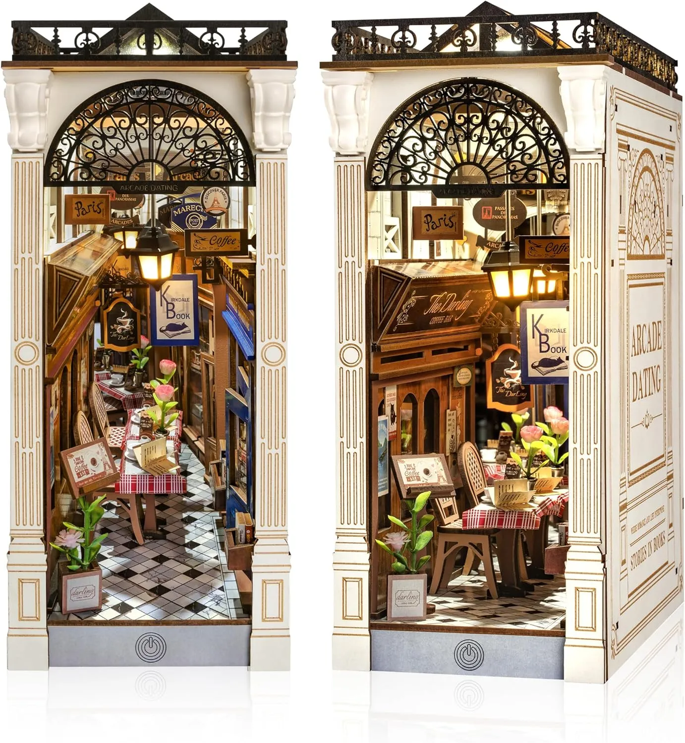 Rolife DIY Book Nook Kit for Adults European Arcade Street Scene, Miniature House Kits 3D Wooden Puzzle Booknook with LED Lighting, Home Decor Craft Creative Gift for Mom Dad Teens