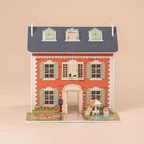 Rootz 3 in 1 Wooden Dollhouse - Dreamhouse for Kids - Toddler Playhouse - Versatile Play Options - DIY Accessories Set - Exquisite & Realistic Furniture - 76 x 51 x 63.5 cm - 100% Real Wood