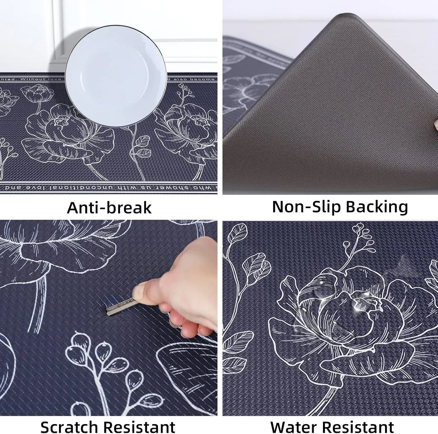 ROTTOGOON Kitchen Floor Mat Set of 2, Cushioned Anti Fatigue Kitchen Mat 17"x47" 17"x29", Non-Slip Waterproof Kitchen Rug, Premium PVC Comfort Kitchen Mats and Rugs for Kitchen, Office, Home, Laundry