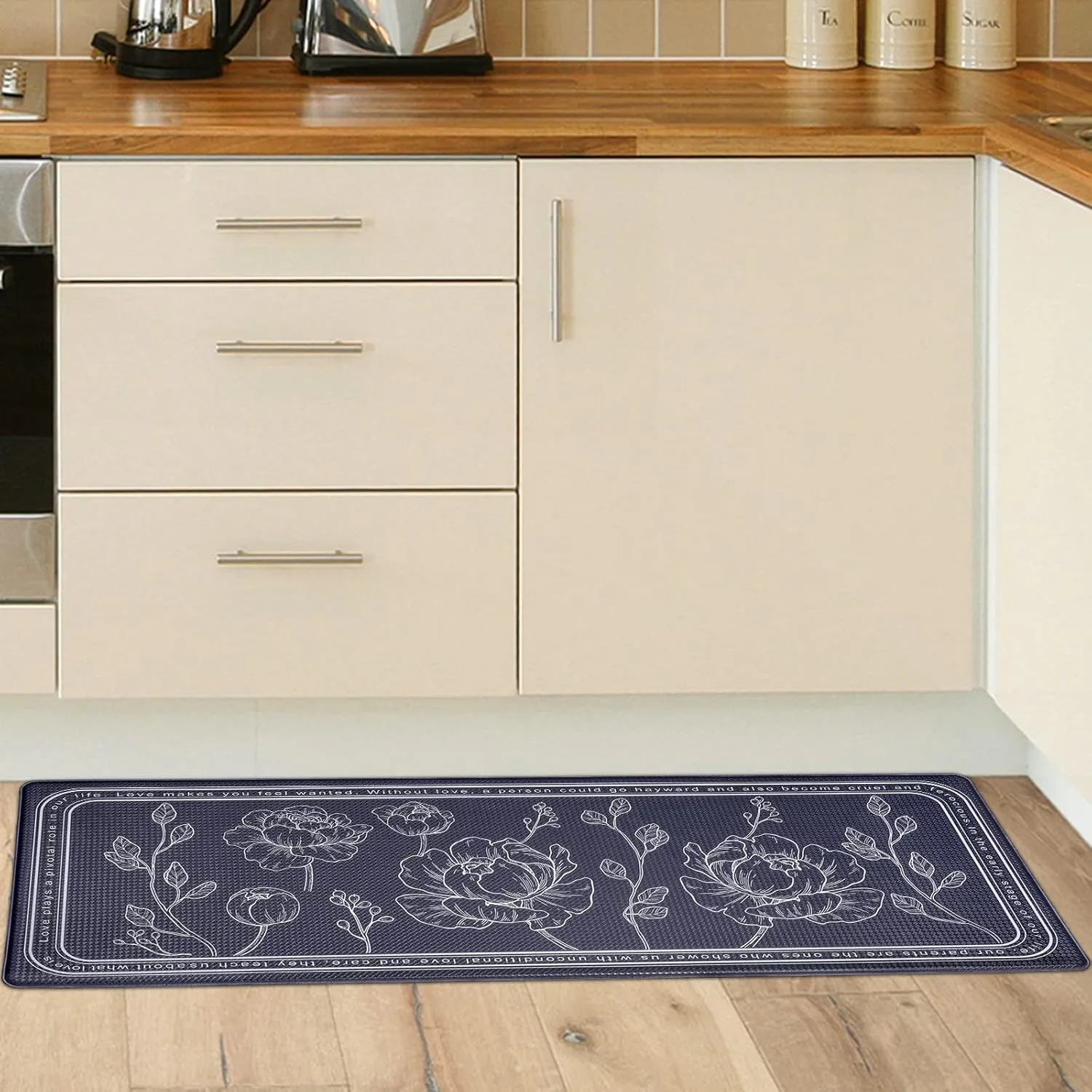 ROTTOGOON Kitchen Floor Mat Set of 2, Cushioned Anti Fatigue Kitchen Mat 17"x47" 17"x29", Non-Slip Waterproof Kitchen Rug, Premium PVC Comfort Kitchen Mats and Rugs for Kitchen, Office, Home, Laundry