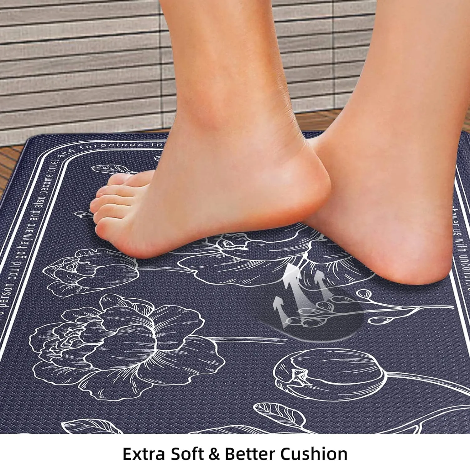 ROTTOGOON Kitchen Floor Mat Set of 2, Cushioned Anti Fatigue Kitchen Mat 17"x47" 17"x29", Non-Slip Waterproof Kitchen Rug, Premium PVC Comfort Kitchen Mats and Rugs for Kitchen, Office, Home, Laundry
