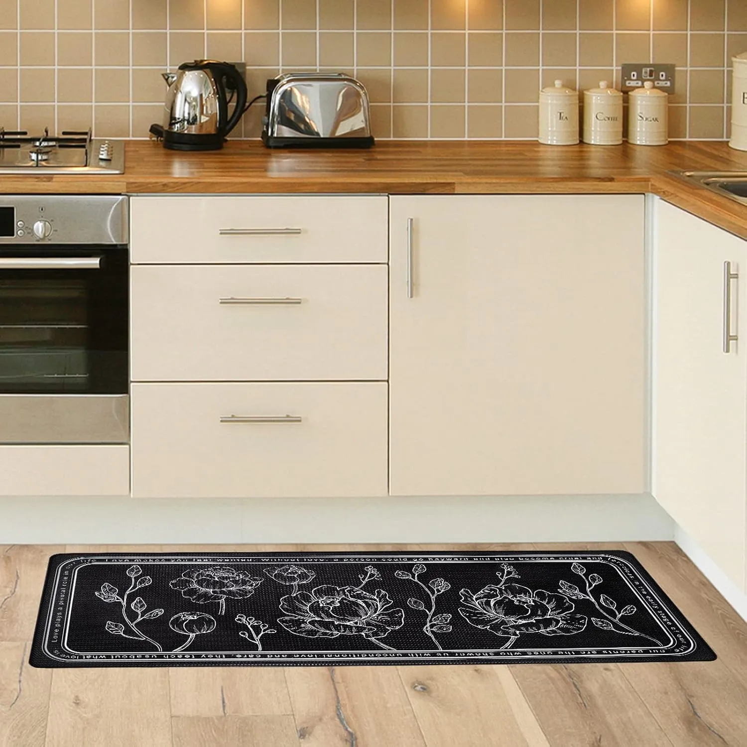 ROTTOGOON Kitchen Floor Mat Set of 2, Cushioned Anti Fatigue Kitchen Mat 17"x59" 17"x29", Non-Slip Waterproof Kitchen Rug, Premium PVC Comfort Kitchen Mats and Rugs for Kitchen, Office, Home, Laundry