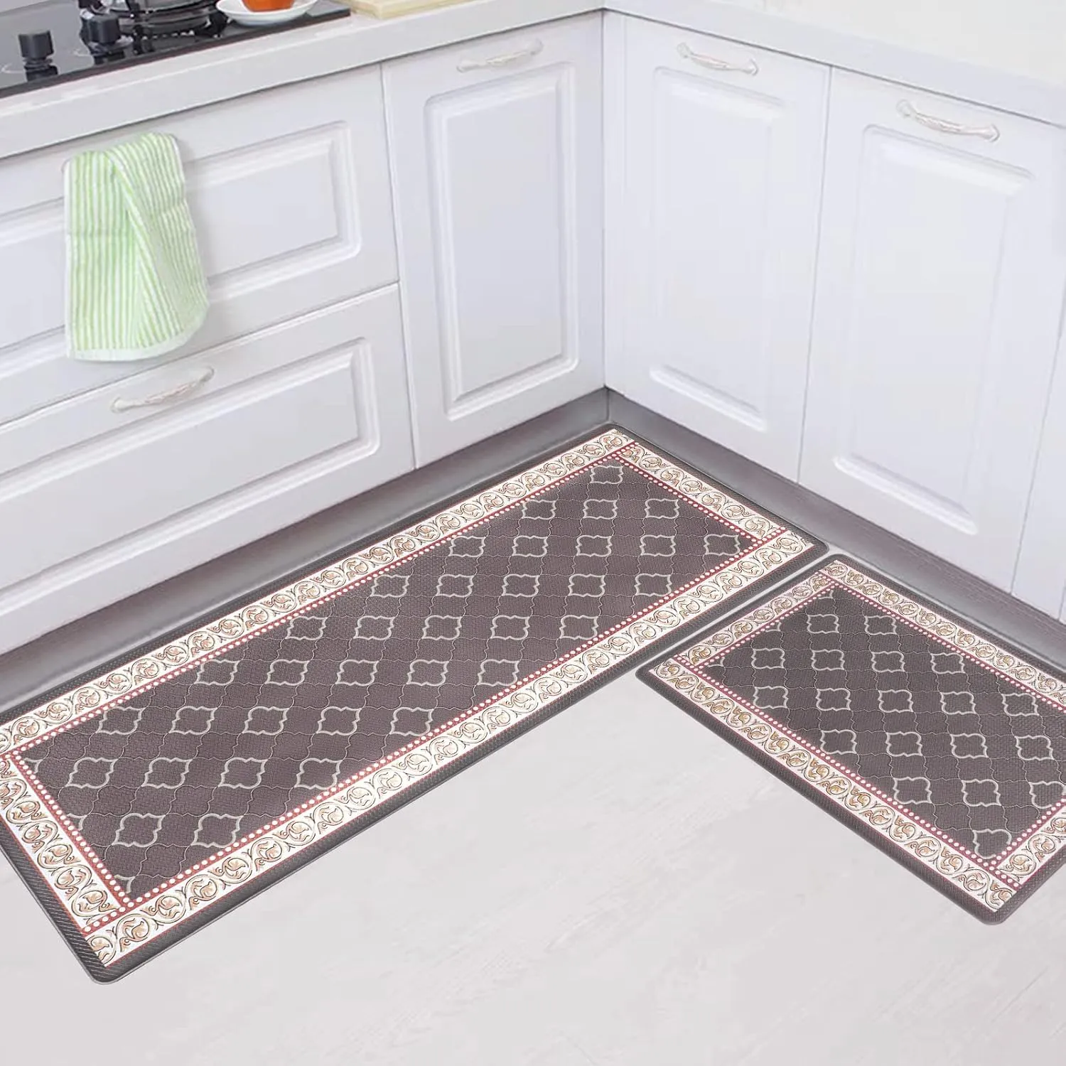 ROTTOGOON Kitchen Floor Mat Set of 2, Cushioned Anti Fatigue Kitchen Mat 17"x59" 17"x29", Non-Slip Waterproof Kitchen Rug, Premium PVC Comfort Kitchen Mats and Rugs for Kitchen, Office, Home, Laundry