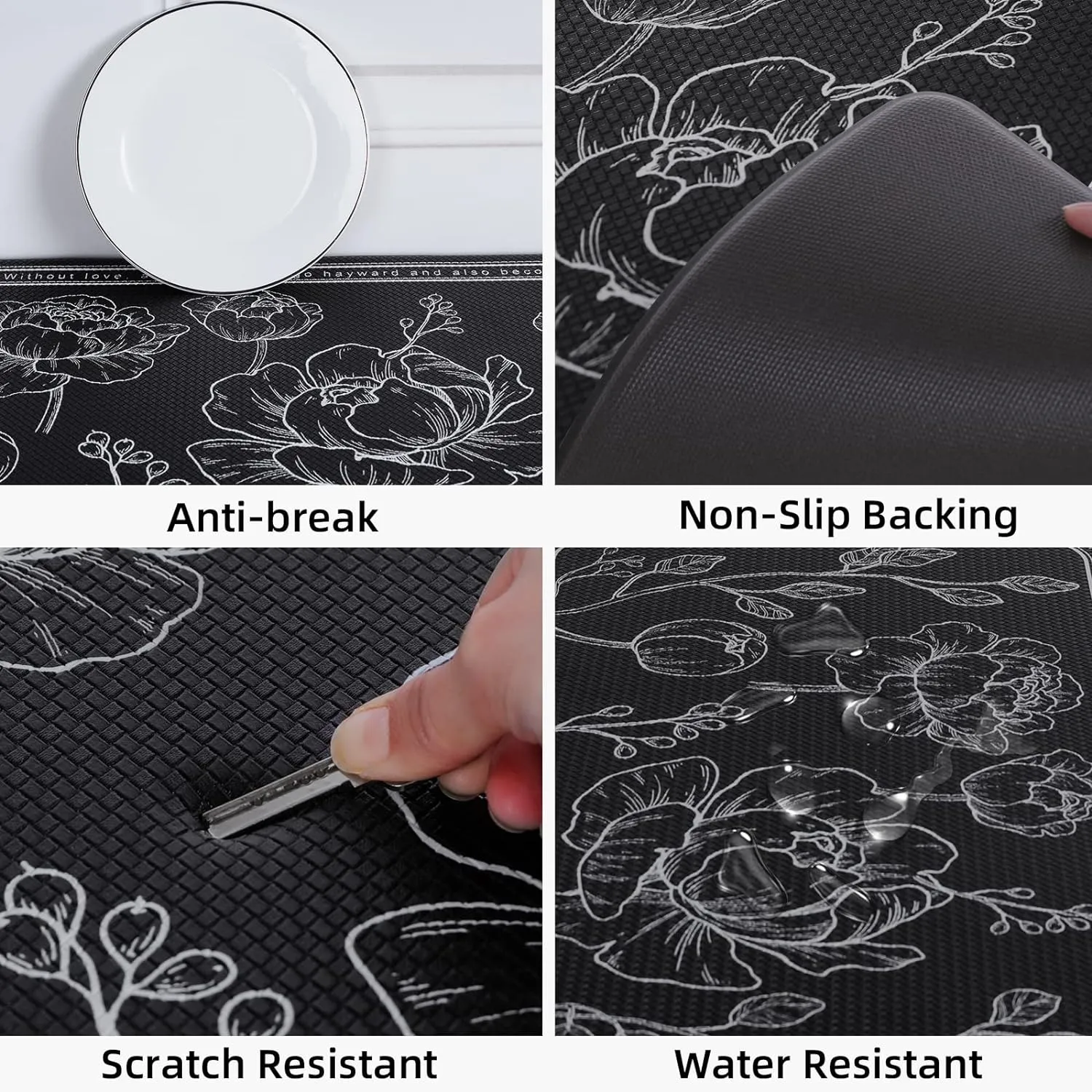 ROTTOGOON Kitchen Floor Mat Set of 2, Cushioned Anti Fatigue Kitchen Mat 17"x59" 17"x29", Non-Slip Waterproof Kitchen Rug, Premium PVC Comfort Kitchen Mats and Rugs for Kitchen, Office, Home, Laundry