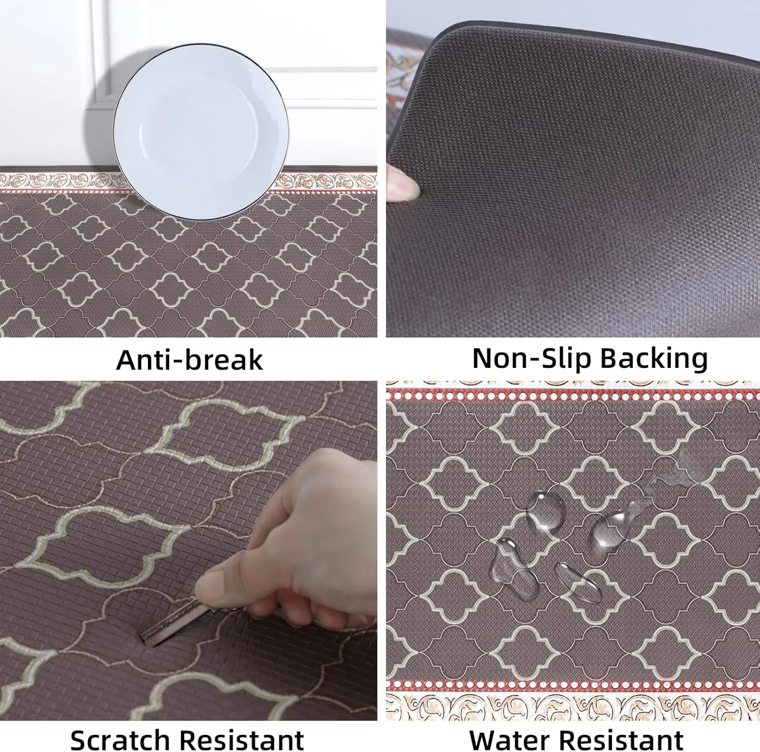 ROTTOGOON Kitchen Floor Mat Set of 2, Cushioned Anti Fatigue Kitchen Mat 17"x59" 17"x29", Non-Slip Waterproof Kitchen Rug, Premium PVC Comfort Kitchen Mats and Rugs for Kitchen, Office, Home, Laundry