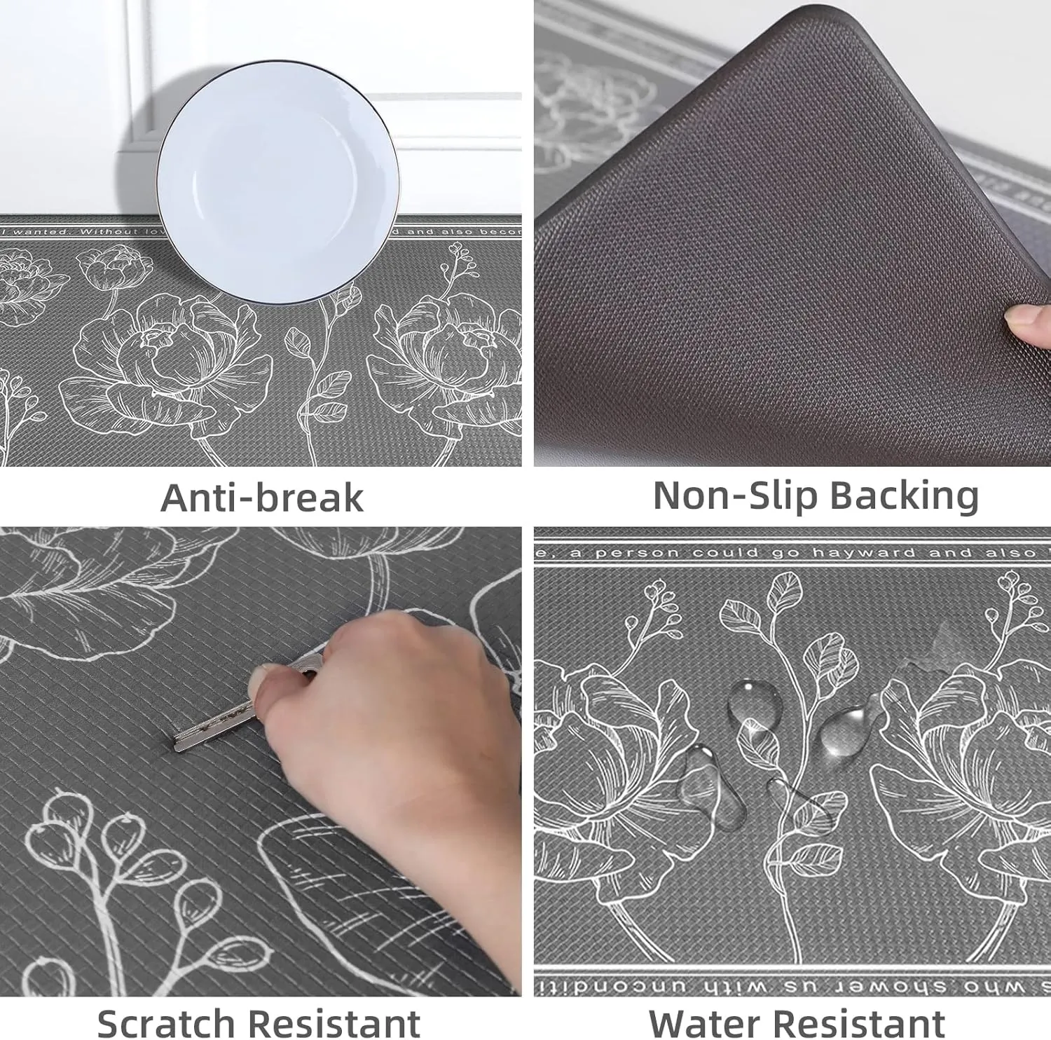 ROTTOGOON Kitchen Floor Mat Set of 2, Cushioned Anti Fatigue Kitchen Mat 17"x59" 17"x29", Non-Slip Waterproof Kitchen Rug, Premium PVC Comfort Kitchen Mats and Rugs for Kitchen, Office, Home, Laundry