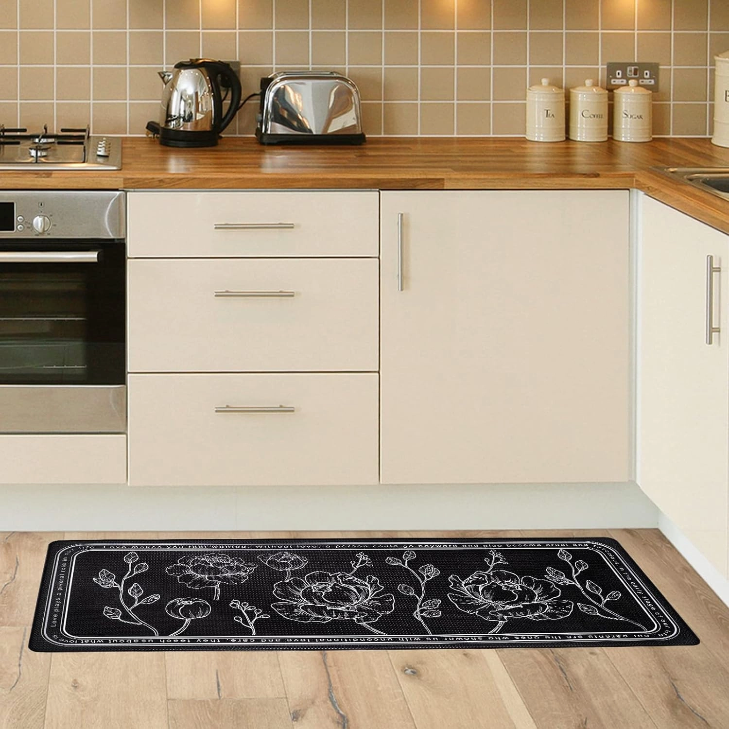 ROTTOGOON Kitchen Floor Mat Set of 2, Cushioned Anti Fatigue Kitchen Mat 17"x59" 17"x29", Non-Slip Waterproof Kitchen Rug, Premium PVC Comfort Kitchen Mats and Rugs for Kitchen, Office, Home, Laundry