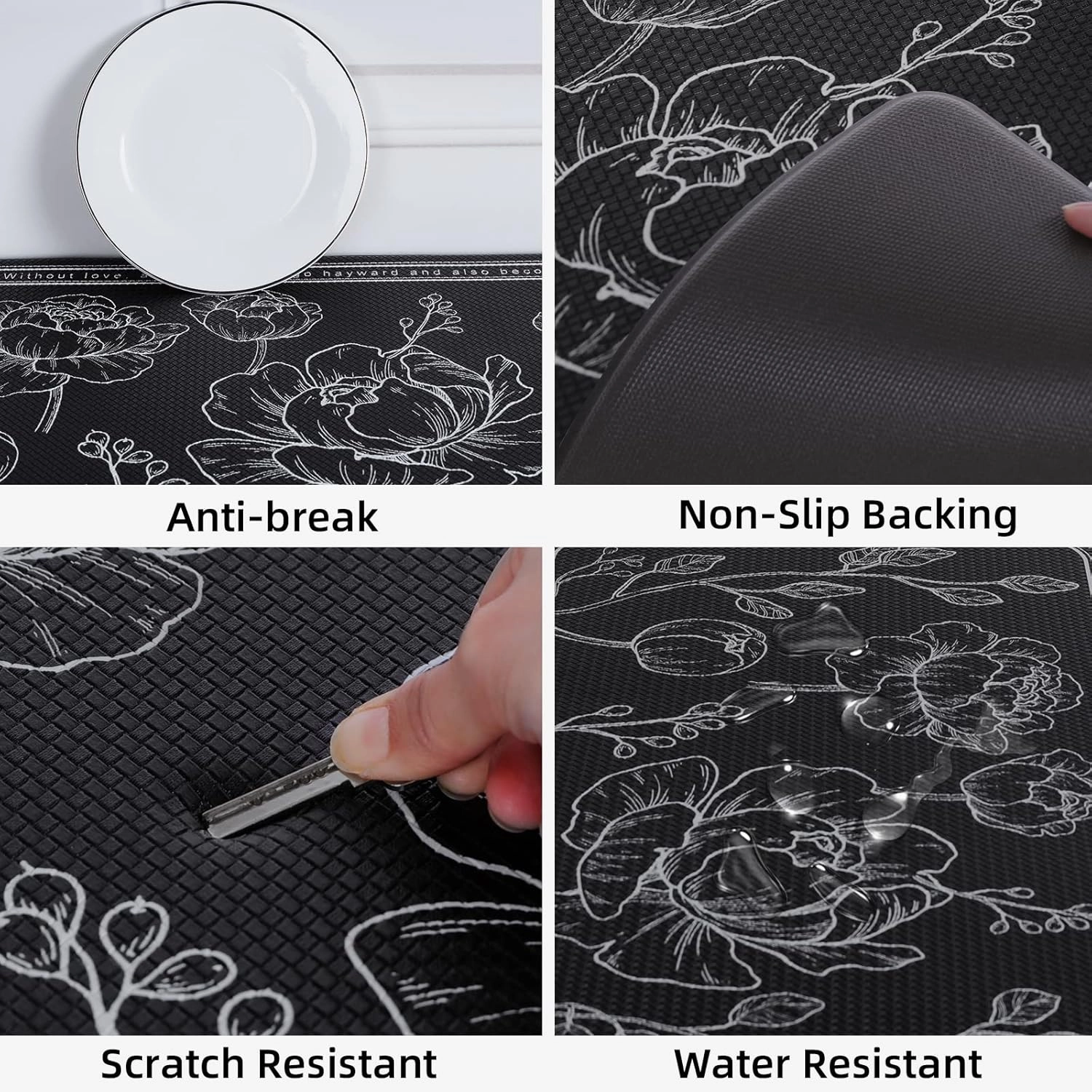ROTTOGOON Kitchen Floor Mat Set of 2, Cushioned Anti Fatigue Kitchen Mat 17"x59" 17"x29", Non-Slip Waterproof Kitchen Rug, Premium PVC Comfort Kitchen Mats and Rugs for Kitchen, Office, Home, Laundry