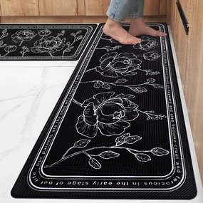 ROTTOGOON Kitchen Floor Mat Set of 2, Cushioned Anti Fatigue Kitchen Mat 17"x59" 17"x29", Non-Slip Waterproof Kitchen Rug, Premium PVC Comfort Kitchen Mats and Rugs for Kitchen, Office, Home, Laundry