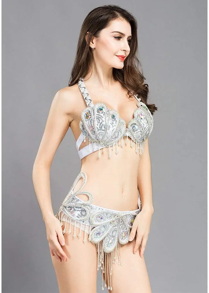 ROYAL SMEELA Belly Dance Costume for Women Sexy Tribal Belly Dance Bra and Belt Professional Dancing Outfit Carnival Bra Belt