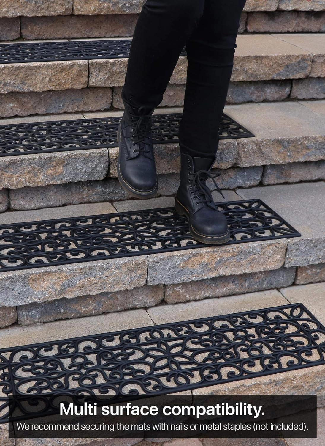 Rubber Stair Treads Non-Slip Outdoor 35”x10” (5-Pack) – Anti-Slip Step Mat