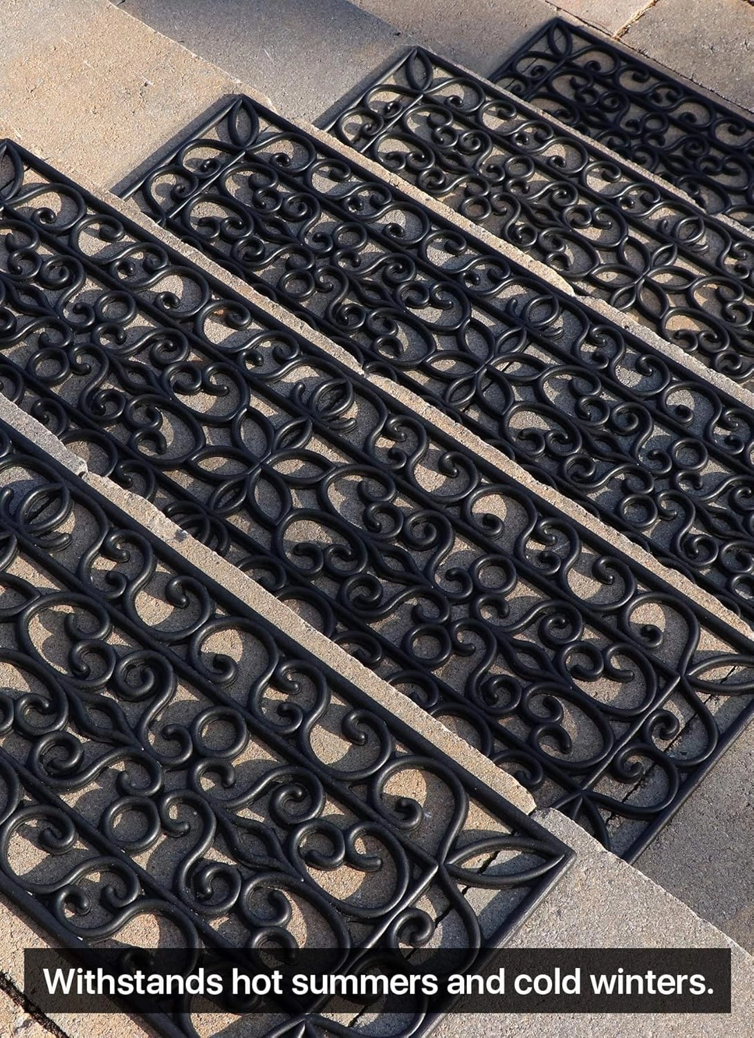 Rubber Stair Treads Non-Slip Outdoor 35”x10” (5-Pack) – Anti-Slip Step Mat
