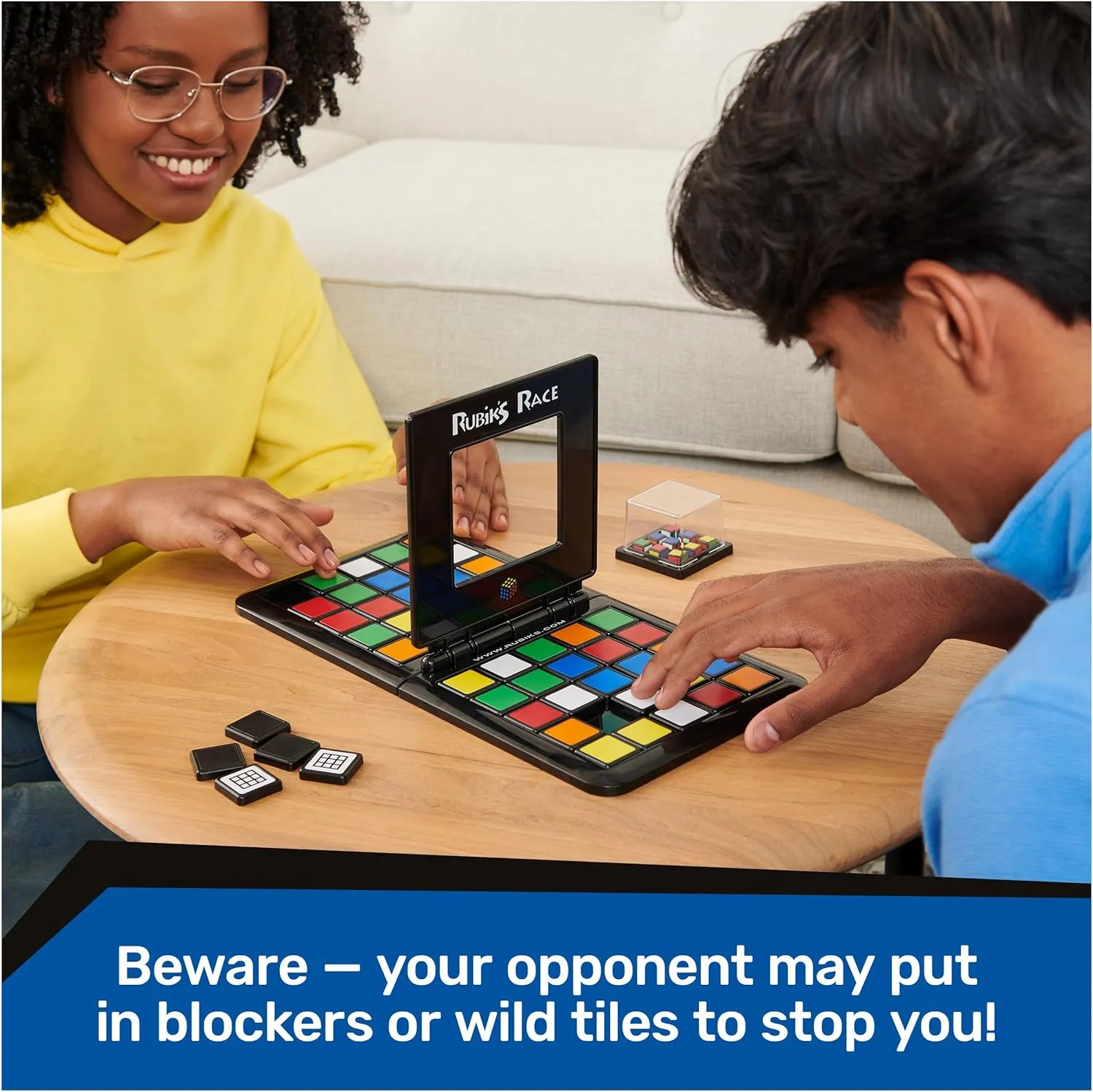 Rubik’s Race, Ace Edition Classic Fast-Paced Puzzle Strategy Sequence Two Player Board Game, for Kids & Adults Ages 8 and up Amazon Exclusive