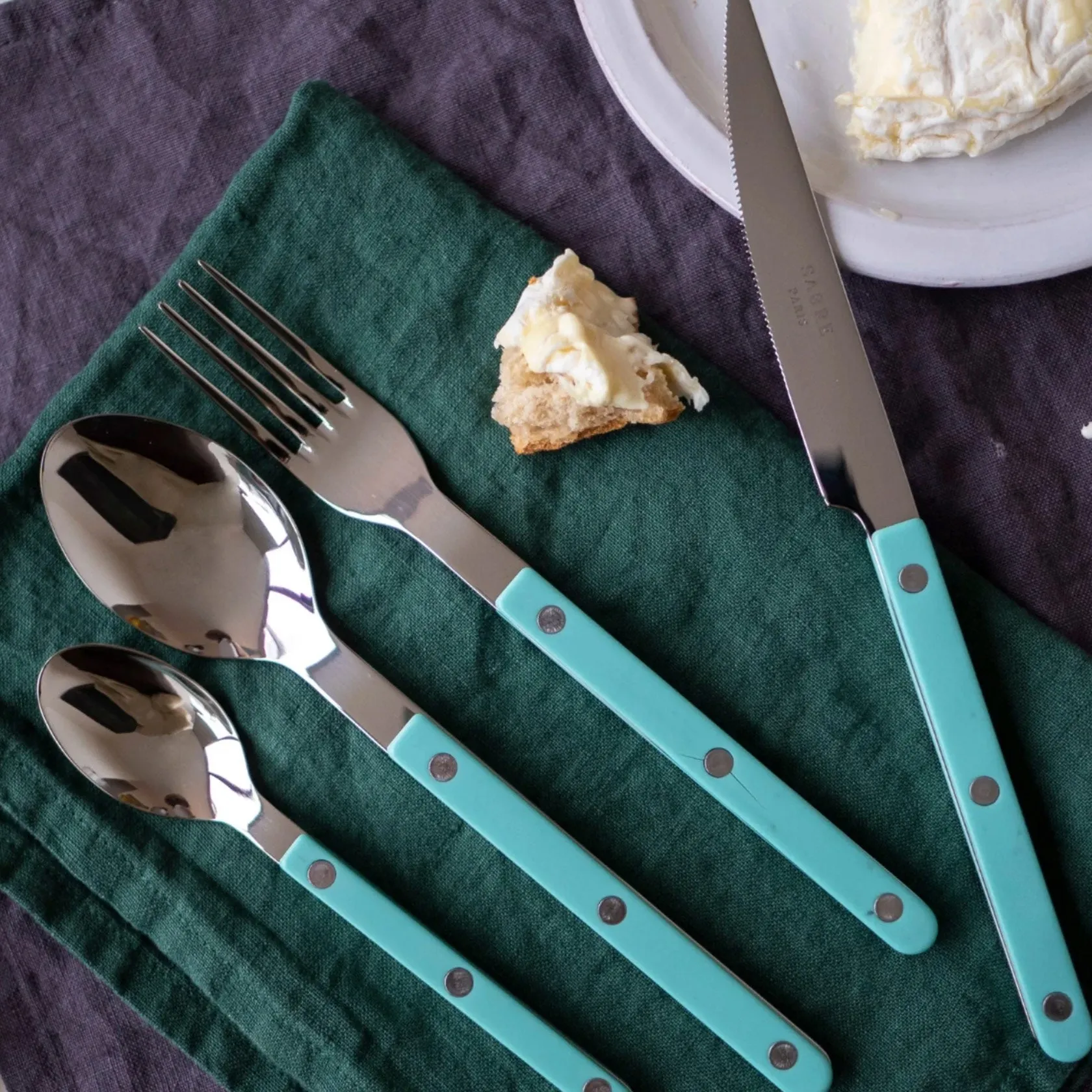 Sabre Bistrot Shiny Solid Pastel Green 4 Pieces Cutlery Set, 033