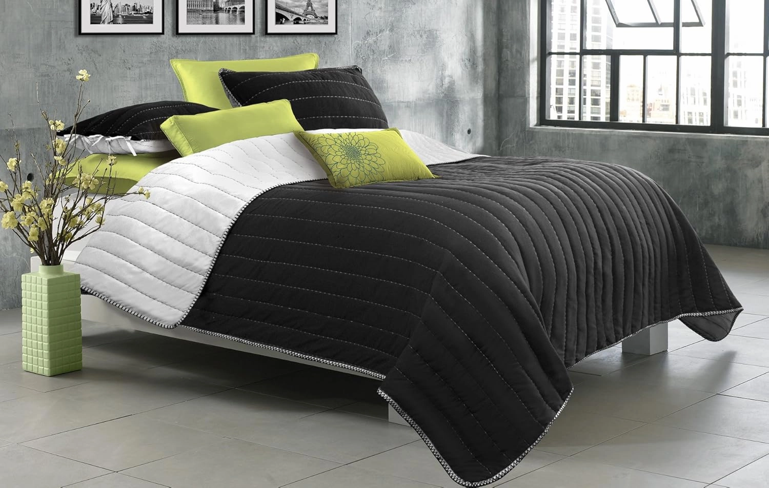 Safdie 60372.2T.15 Laurel Black/White Quilt Set (2 Piece)
