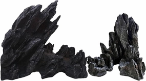 Saim Large Aquarium Decorations Mountain View Stone, 2Pack Artificial Jagged Canyon Rock Formation Mountain Hill View Stone Ornament Set Easy and Quick Solution for Aquascaping Fish Tank