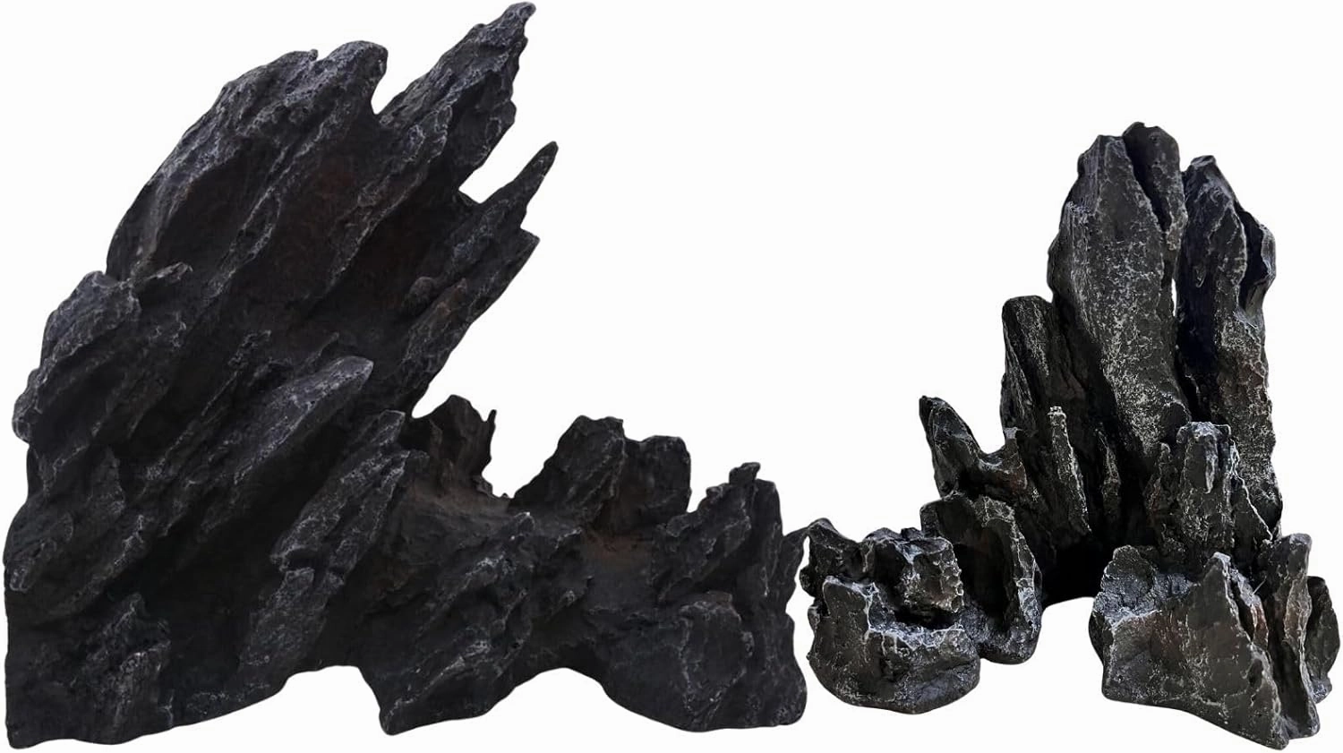 Saim Large Aquarium Decorations Mountain View Stone, 2Pack Artificial Jagged Canyon Rock Formation Mountain Hill View Stone Ornament Set Easy and Quick Solution for Aquascaping Fish Tank