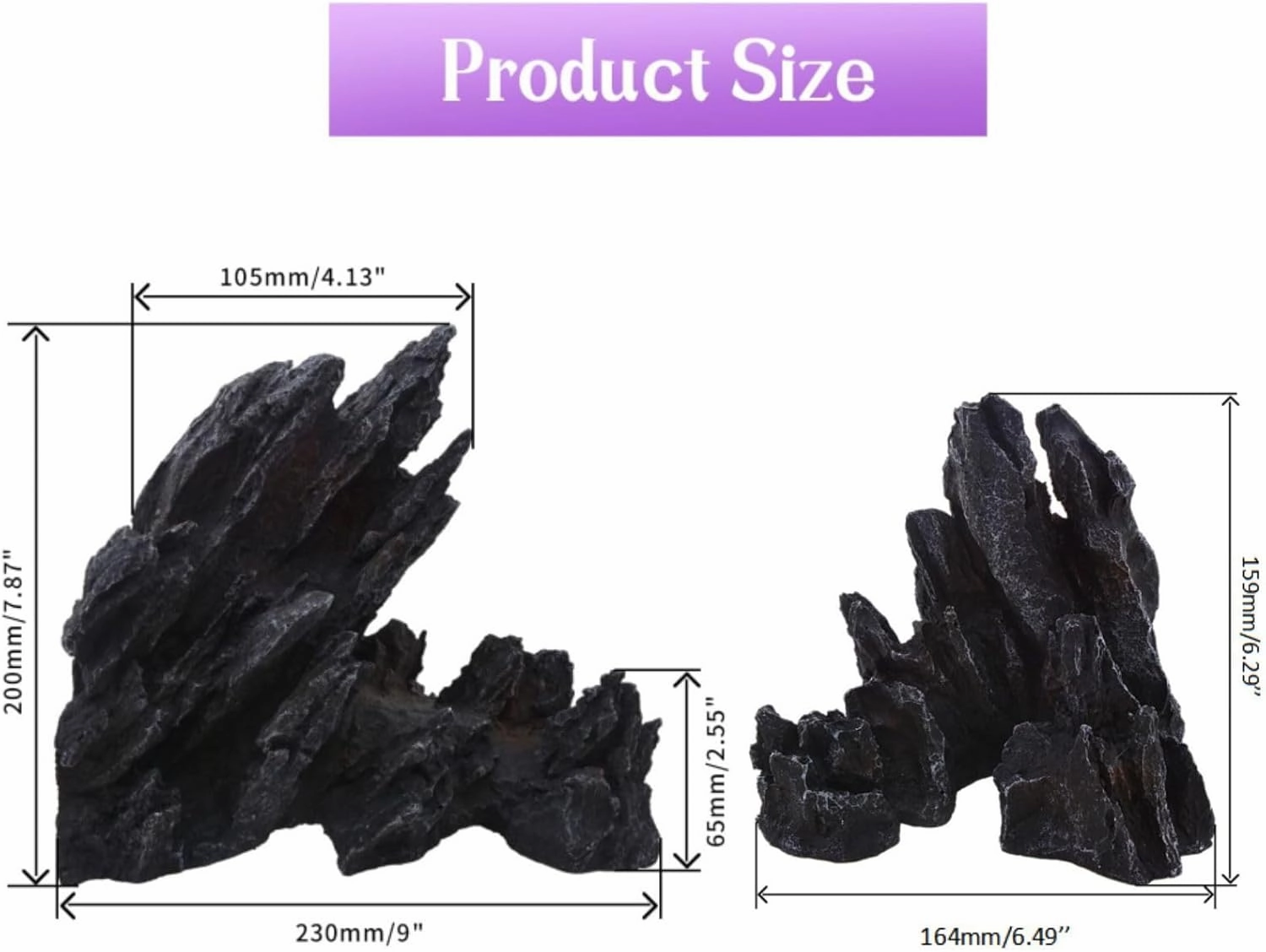 Saim Large Aquarium Decorations Mountain View Stone, 2Pack Artificial Jagged Canyon Rock Formation Mountain Hill View Stone Ornament Set Easy and Quick Solution for Aquascaping Fish Tank