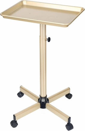 Salon Tray on Wheels, Champagne Gold Salon Tray Cart with Adjustable Height, Hair Stylist Tray, Premium Aluminium Tattoo Tray, Suitable for SPA and Dental Tray