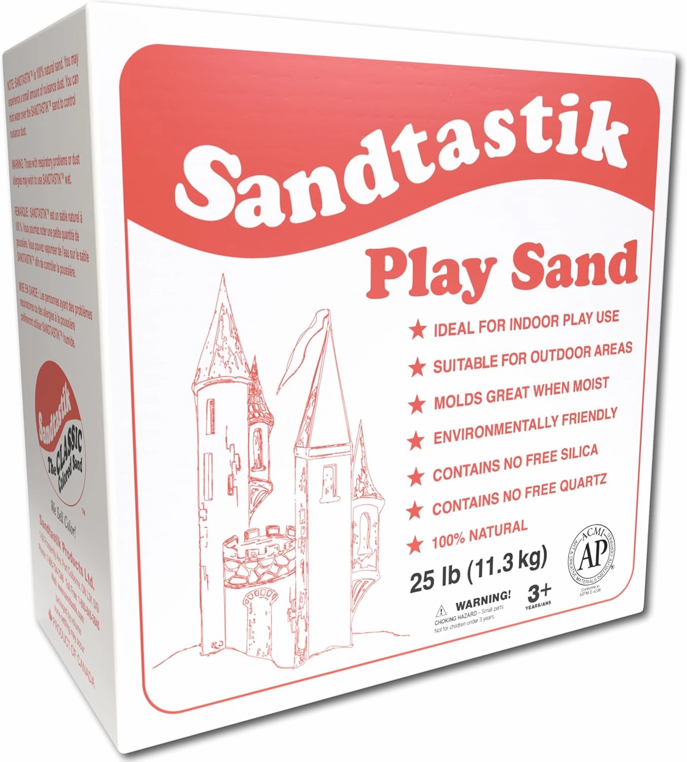 Sandtastik Sparkling White Play Sand, 25 lb (11.3 kg) - Fill Sandboxes, Sand Trays, Sensory Tables, Water Tables! Scoop, Mold & Pour This Premium Non-Toxic Sand
