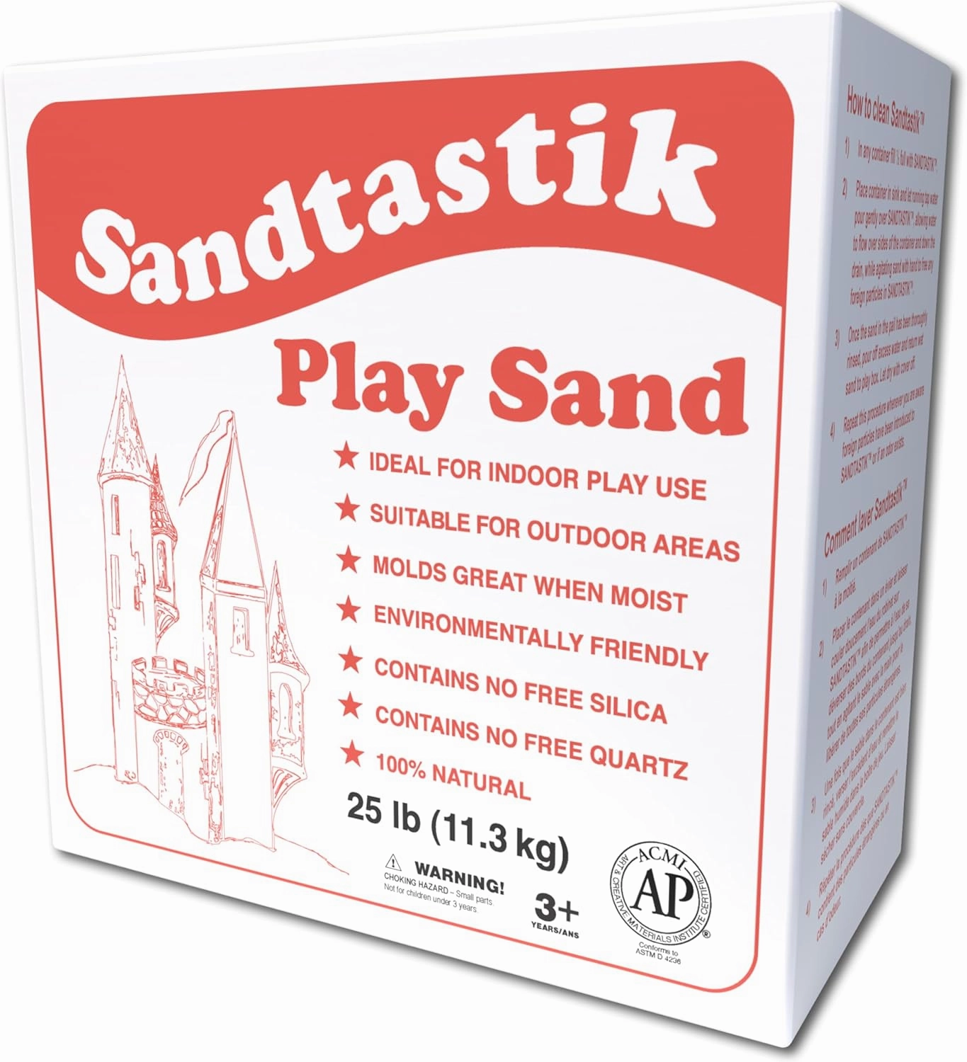 Sandtastik Sparkling White Play Sand, 25 lb (11.3 kg) - Fill Sandboxes, Sand Trays, Sensory Tables, Water Tables! Scoop, Mold & Pour This Premium Non-Toxic Sand