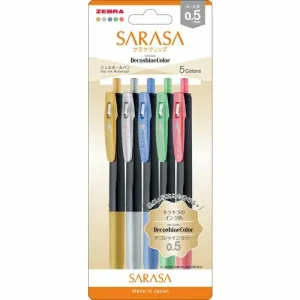 Sarasa Clip 0.5mm Gel Pens | Decoshine 5 Colour Set