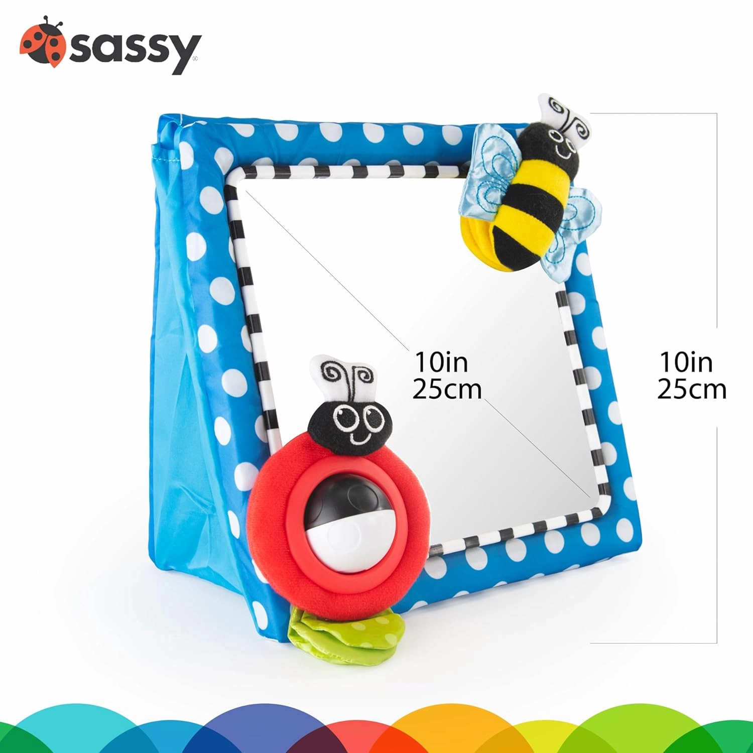 Sassy Tummy Time Floor Mirror, Developmental Baby Toy, Newborn Essential, Great Shower Gift, 0  months