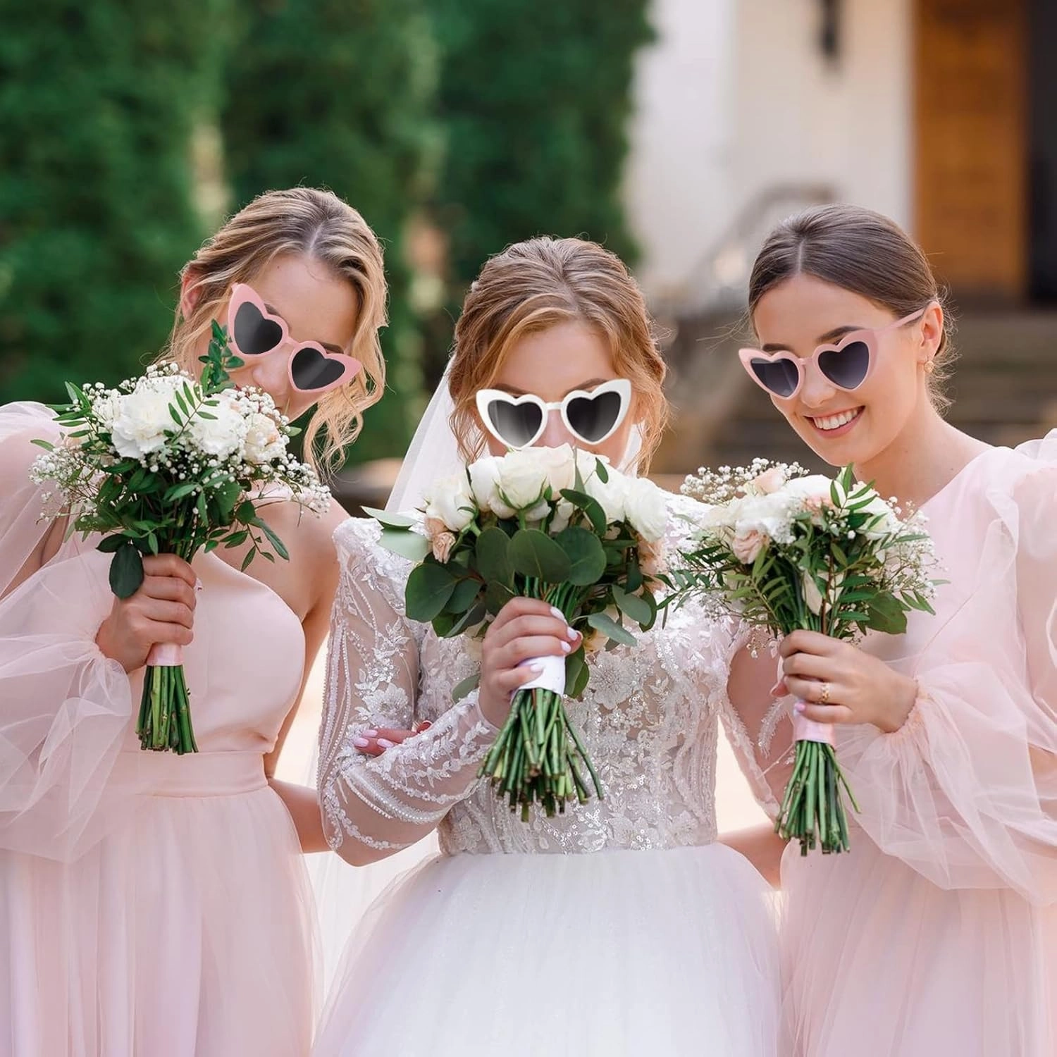 Satin Bridesmaid Scrunchies Bachelorette Hair Ties Set of 12 sunglasses Bridal Shower No Damage Hairties ideas Gift for Wedding Party Favors Bridesmaid Proposal Gifts (White&Black)