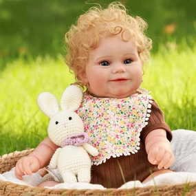 SCOM Lifelike Reborn Baby Dolls - Maddie 20 inch Realistic Baby Dolls Toddler Girl Gold Hair Soft Cloth Body Vinyl Limbs Gifts for Kids Age 3 
