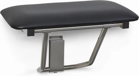 Seachrome 18" x 15" Black Padded Cushion Folding Wall Mount Bench Shower Seat, ADA Compliant