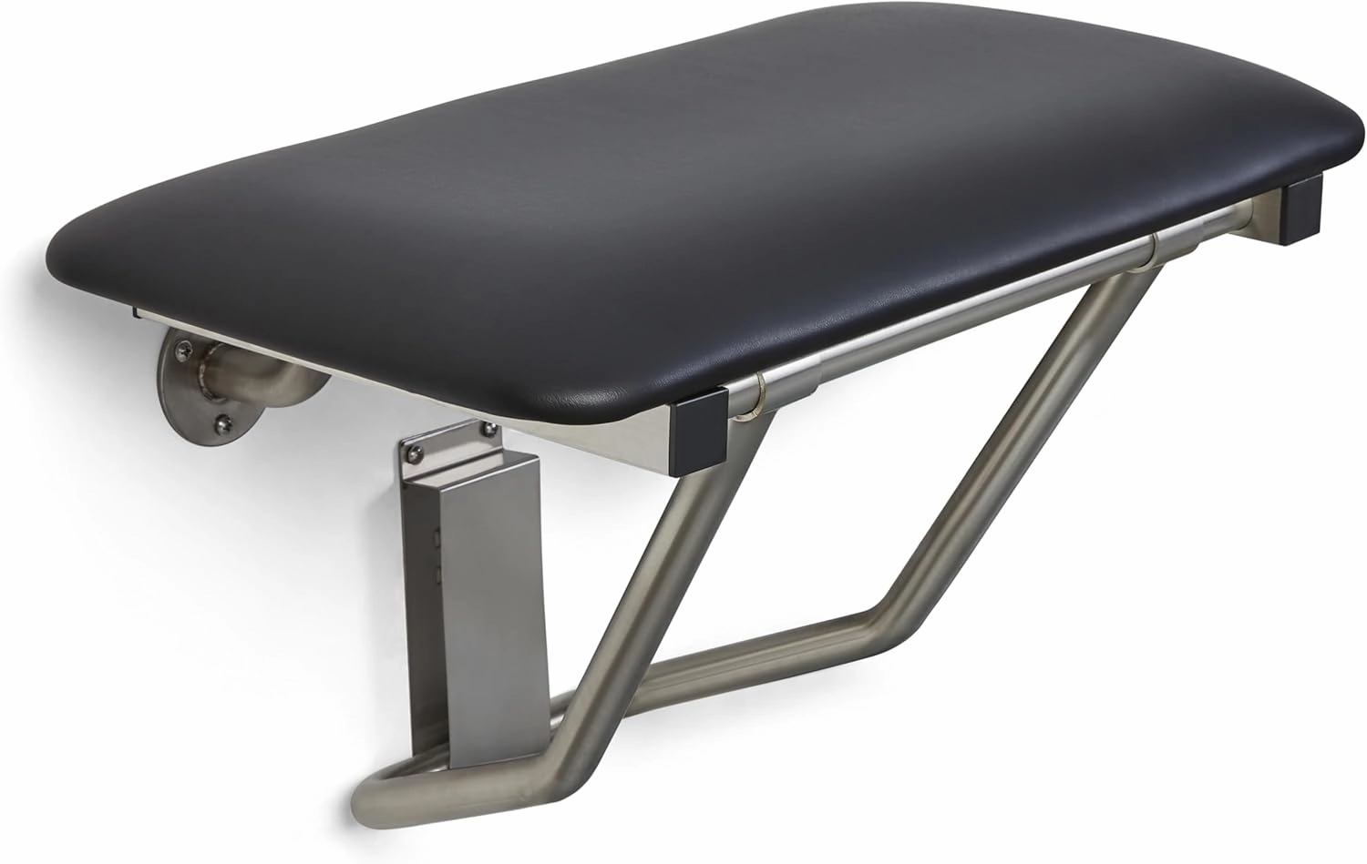 Seachrome 18" x 15" Black Padded Cushion Folding Wall Mount Bench Shower Seat, ADA Compliant
