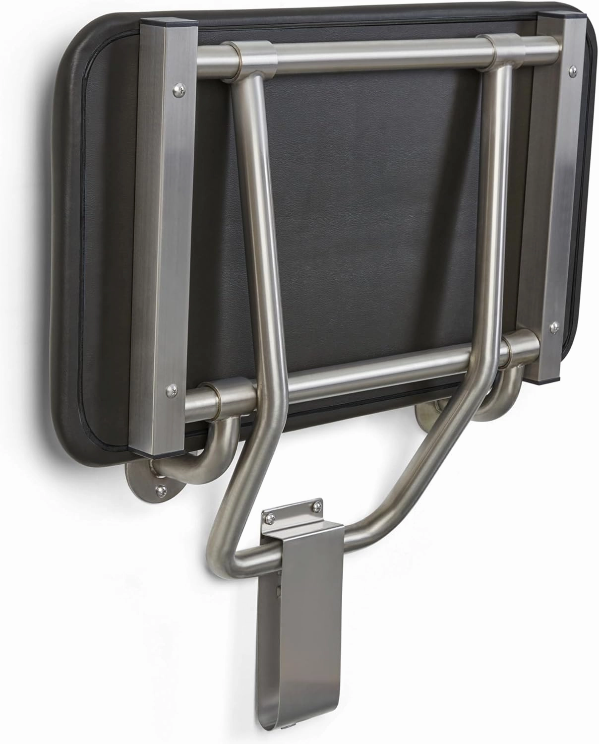 Seachrome 18" x 15" Black Padded Cushion Folding Wall Mount Bench Shower Seat, ADA Compliant