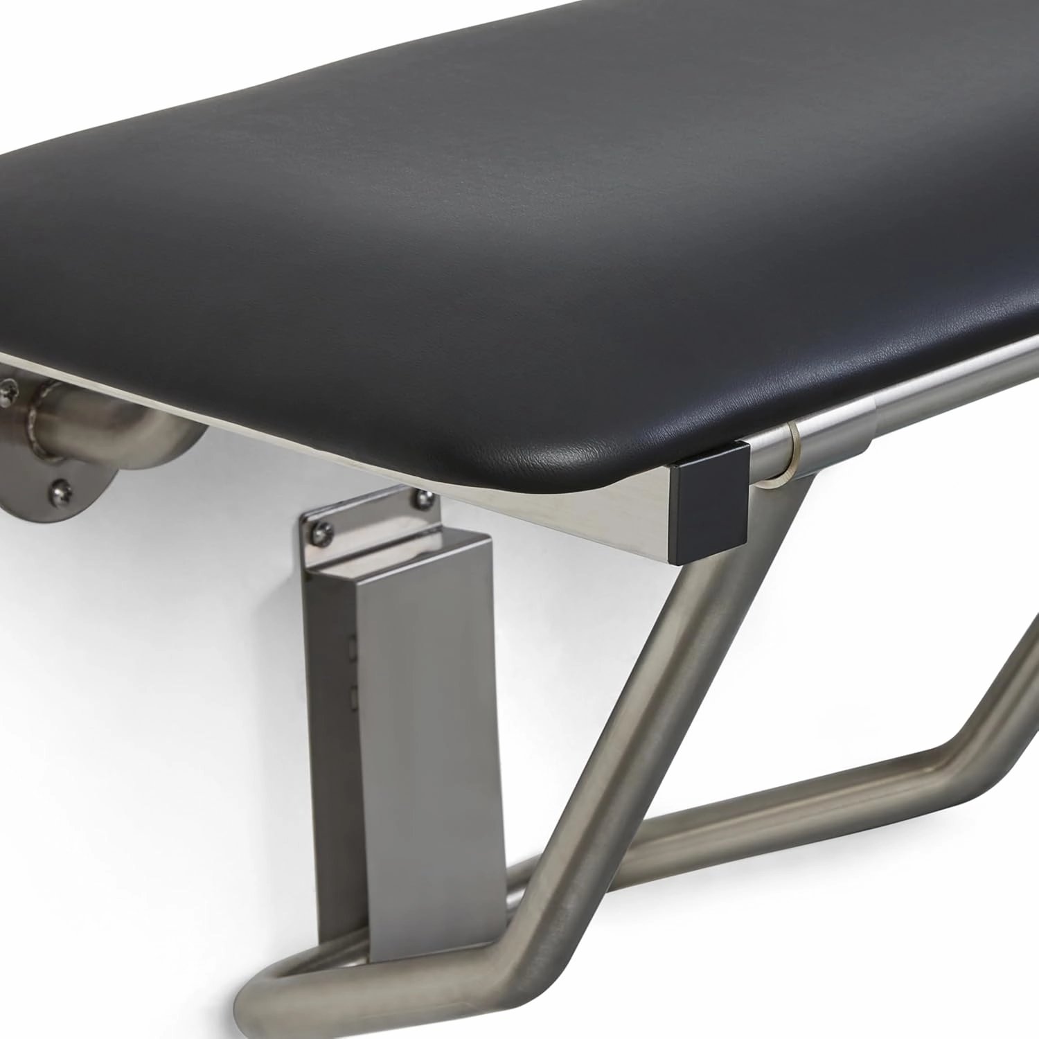 Seachrome 18" x 15" Black Padded Cushion Folding Wall Mount Bench Shower Seat, ADA Compliant