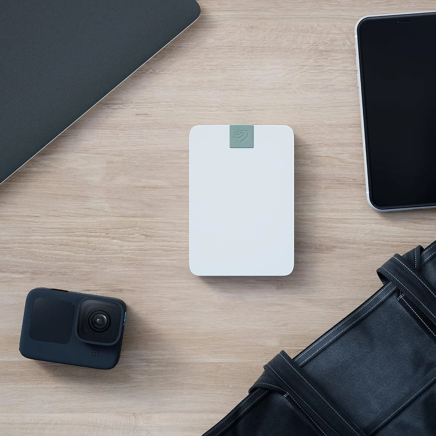 Seagate Ultra Touch HDD 2TB External Hard Drive - 7mm, Cloud White, Post-Consumer Recycled Material, 6mo Dropbox and Mylio, Rescue Services (STMA2000400)