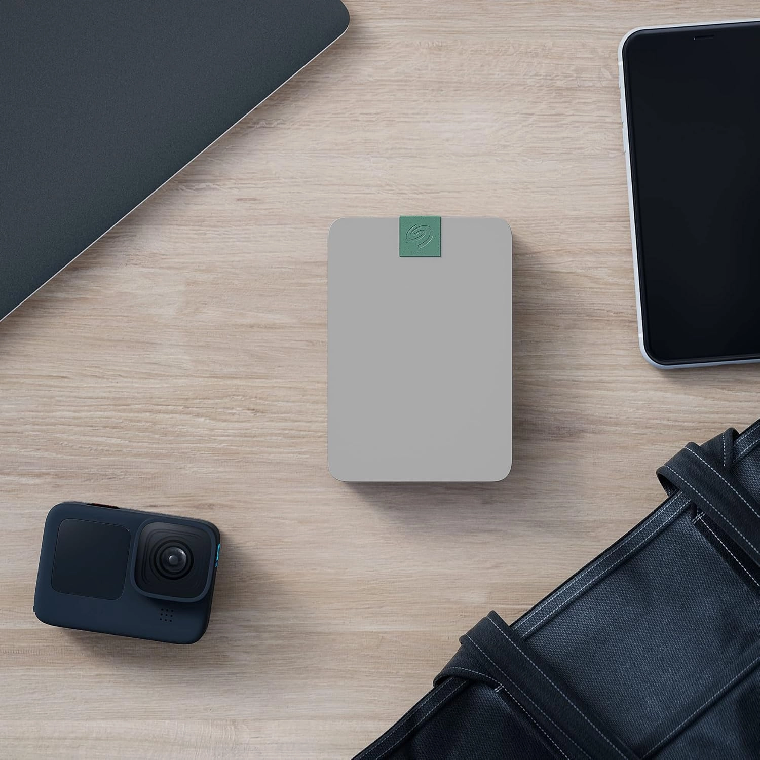 Seagate Ultra Touch HDD 5TB External Hard Drive - 15mm, Pebble Grey, Post-Consumer Recycled Material, 6mo Dropbox and Mylio, Rescue Services (STMA5000400)