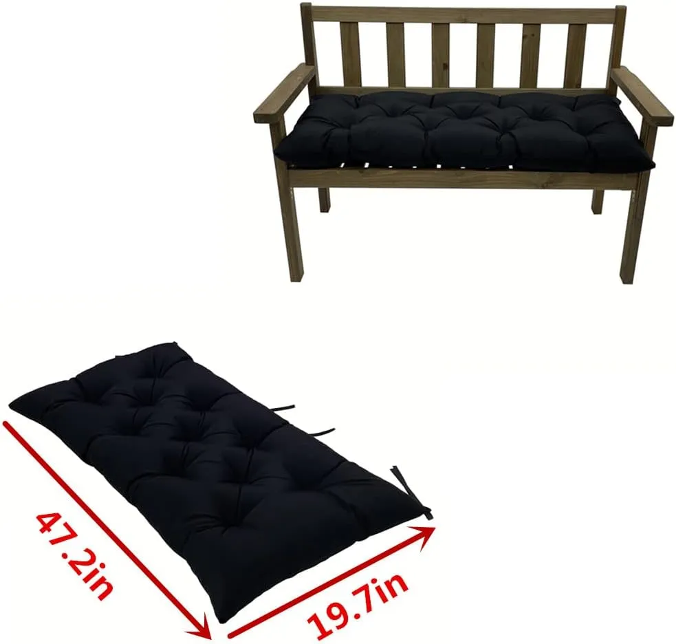 SEAHOME Indoor/Outdoor Bench Cushion,Waterproof Swing Seat Cushion,Outdoor Chair Cuhion,for Lounger Garden Furniture Patio Loveseat (47.2'' x 19.7'', Black)