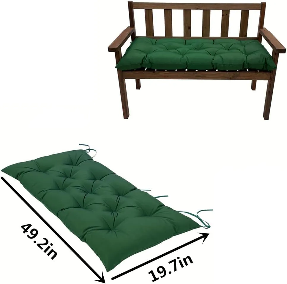 SeaHome Indoor/Outdoor Bench Cushion,Waterproof Swing Seat Cushion,Outdoor Chair Cuhion,for Lounger Garden Furniture Patio Loveseat Bench (47.2" x 19.7", Green)