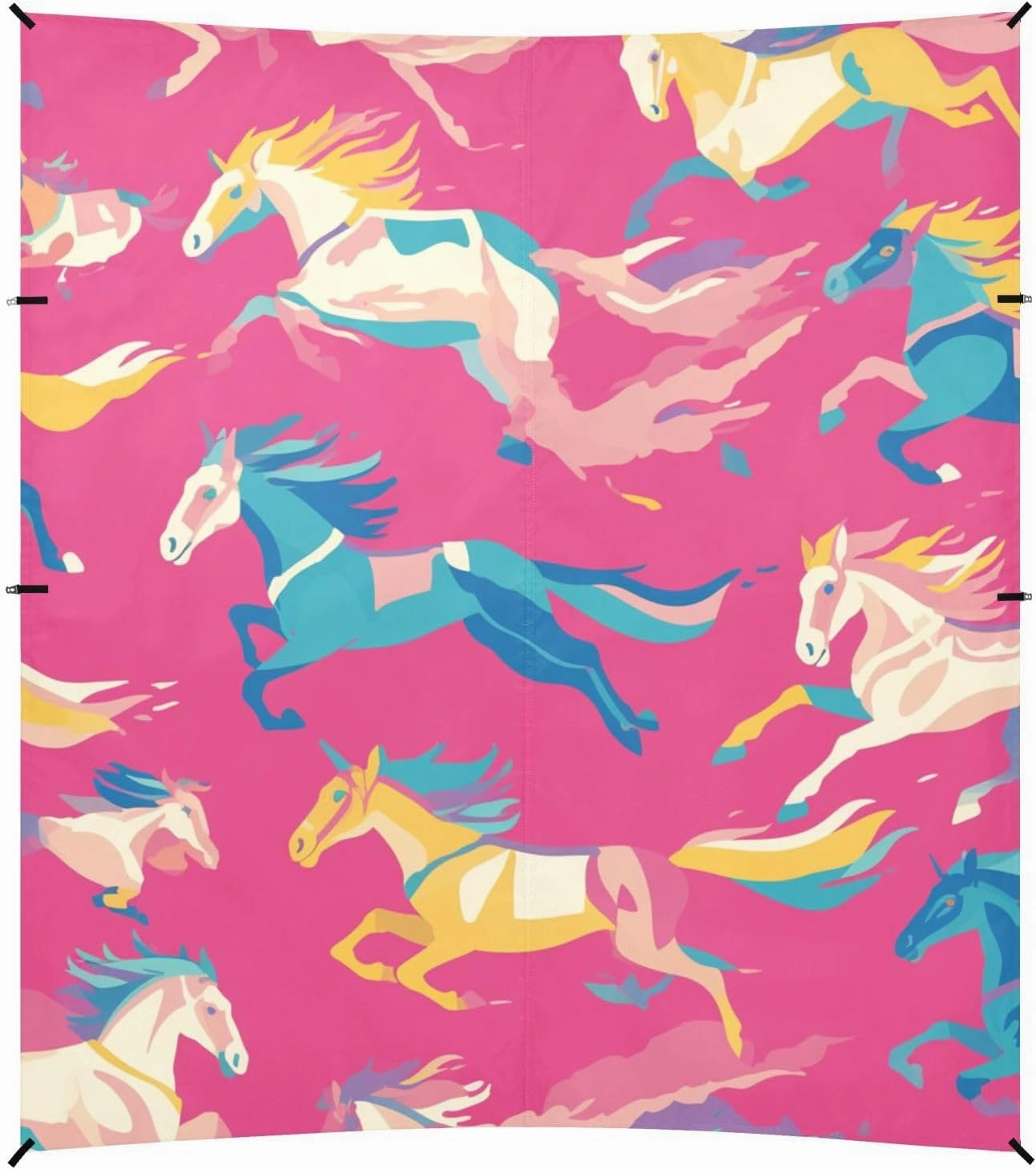 Seamless Pattern Horse Flat Style Watercolor Beach Tent UPF50  Protection Easy Setup Large Sun Shade with Carrying Bag for Backyard, Grassland, Park