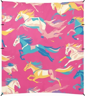 Seamless Pattern Horse Flat Style Watercolor Beach Tent UPF50  Protection Easy Setup Large Sun Shade with Carrying Bag for Backyard, Grassland, Park